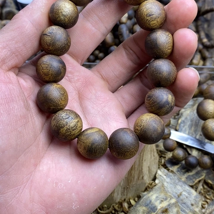 转***身沉香碎屑沉香棋楠沉香16mm圆珠克重22克