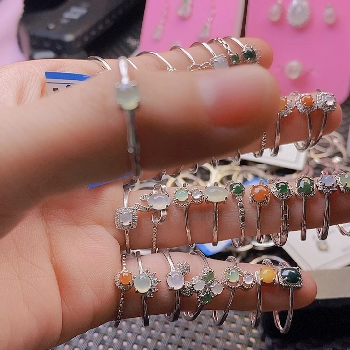 翡翠戒指银S925镶嵌小****噜