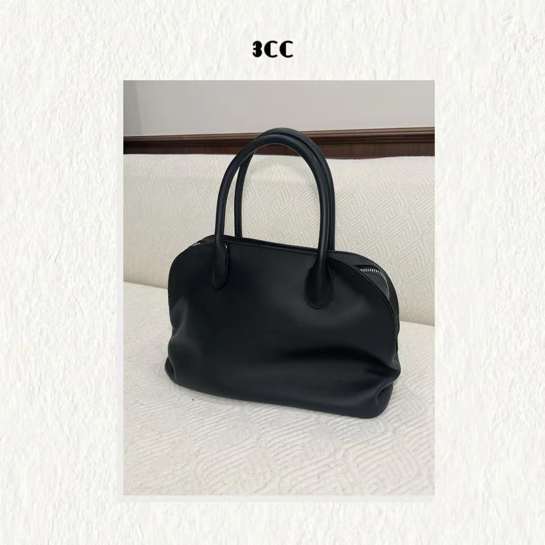 3CC【极简保龄球】复古褶皱马鞍皮极简时装大容量手提包60392