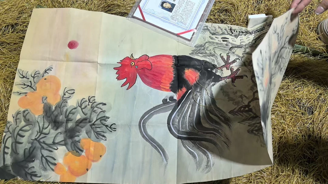 【仲奇】公鸡竖版画芯