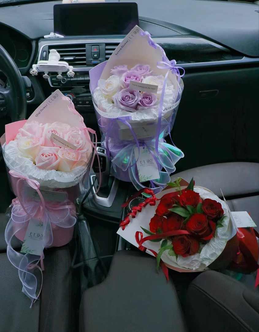 母亲节波点芭蕾风一体式压纹定型片小花束一体成型快速出单神器