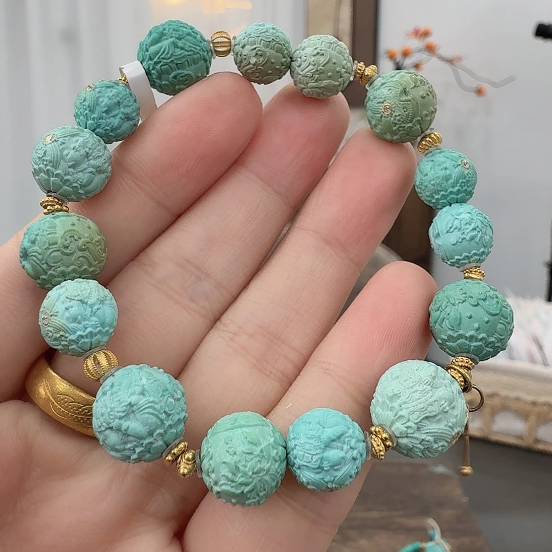 绿松石18K金镶嵌珠宝奇石