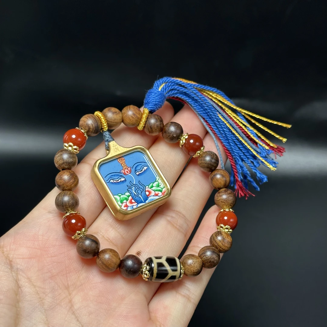 AH96唐卡（大势至）手链纯手工绘制8mm（多样性发其一）