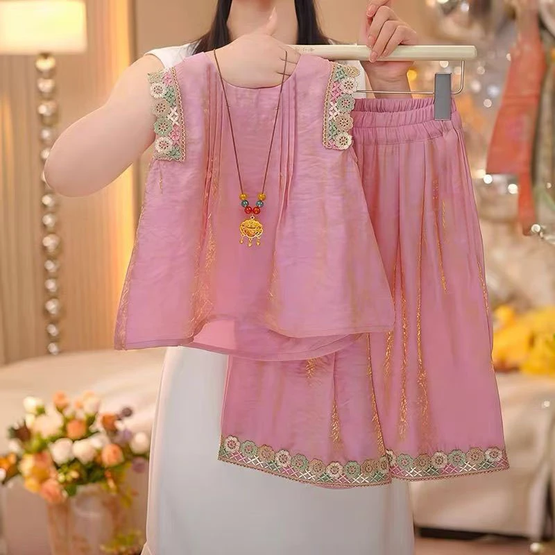 女童可爱甜美套装夏薄款2025新款儿童时尚洋气女宝裙子两件套网红