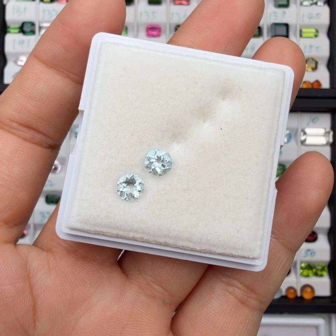 王***）裸石海蓝宝石天然圆5mm一对