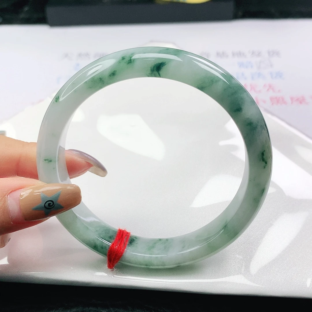 翡翠未镶嵌手镯翡翠61.5飘蓝花正圈