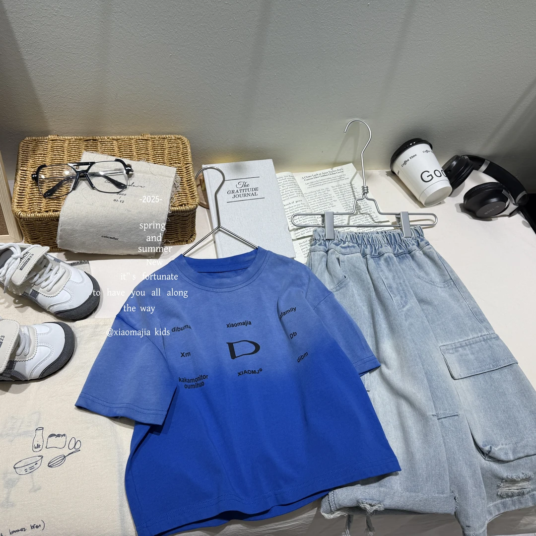 现货-儿童夏季新款时尚T恤D-5299欧若风穿搭休闲宽松男童女童上衣