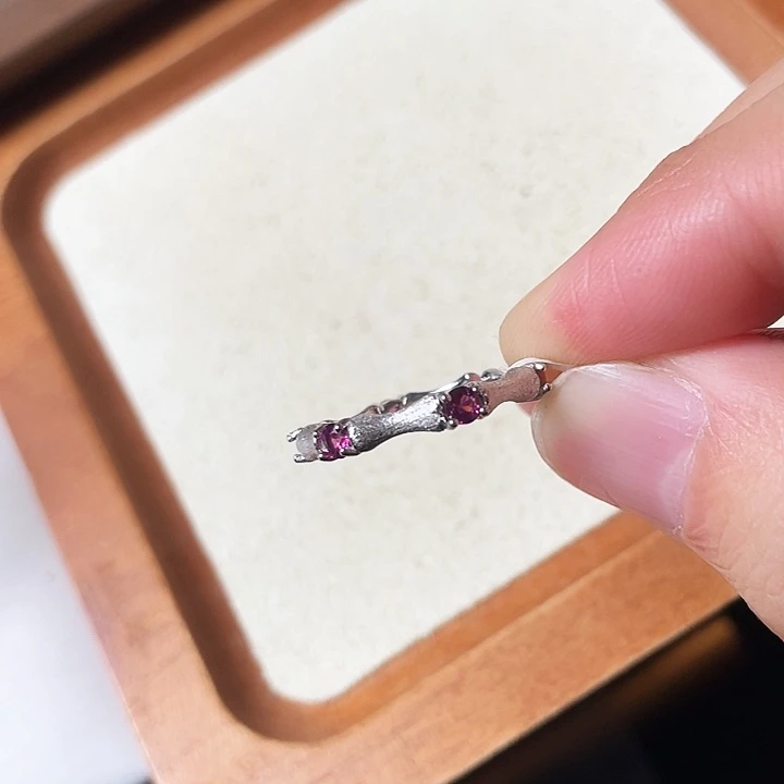 石榴石戒指银S925镶嵌