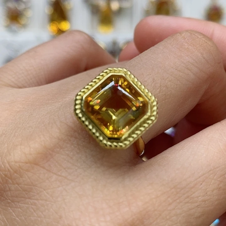 水晶戒指银S925镶嵌天然水晶戒指