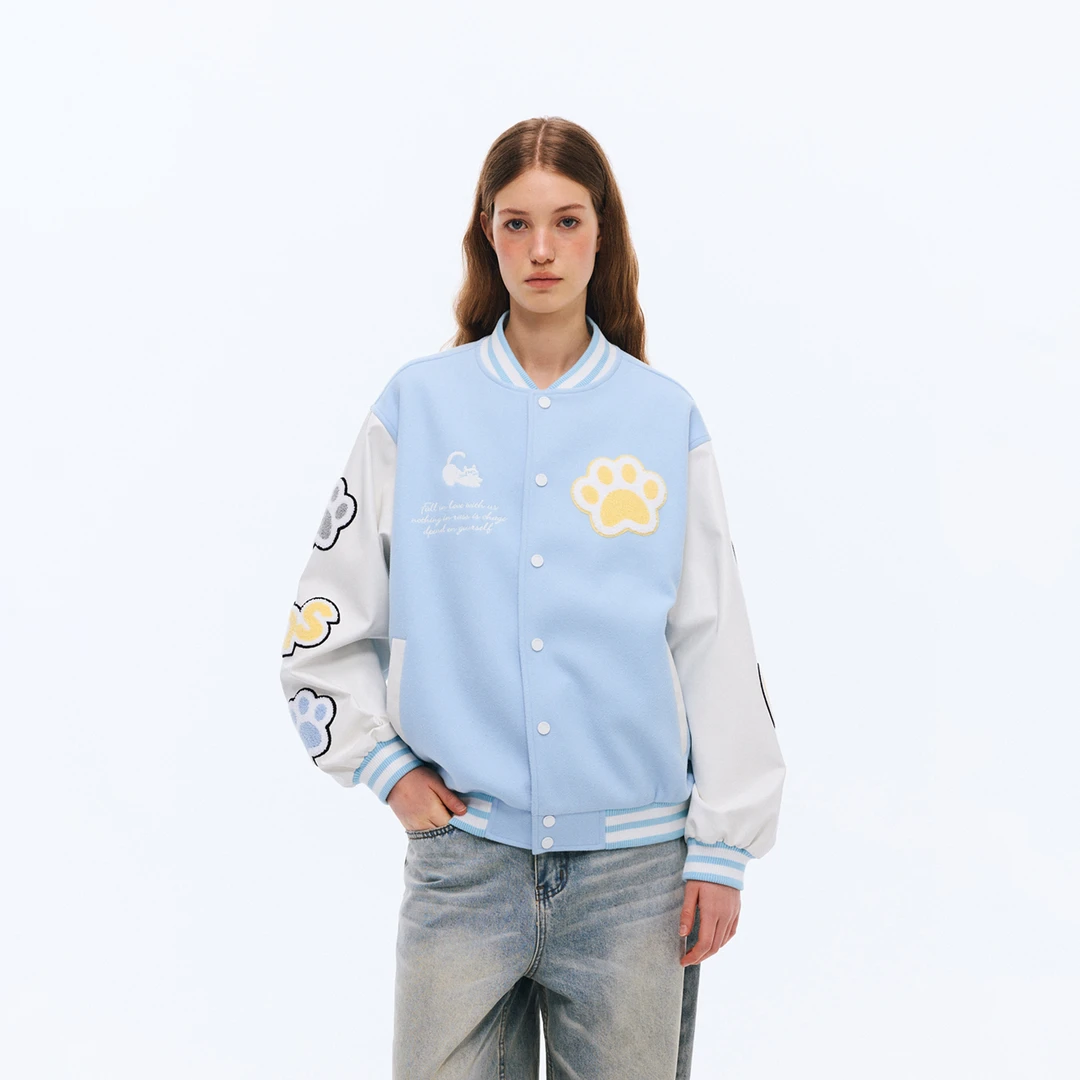 RASS【车澈专属】猫爪毛巾绣棒球服运动短款时尚春季宽松