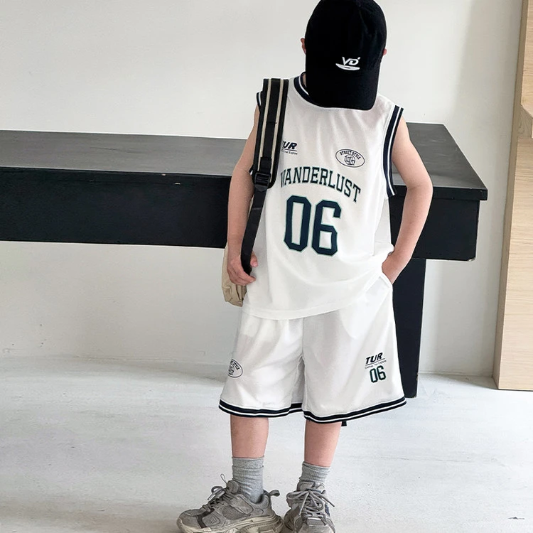 儿童装男童夏装套装2025新款夏季无袖速干篮球服夏款运动男孩背心