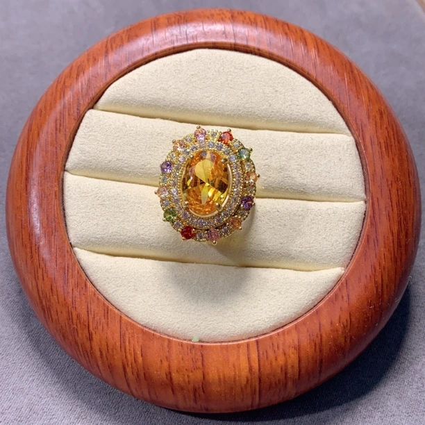 铜合金戒指 手饰彩色首饰经典百搭高奢黄色设计款戒指指环轻奢620