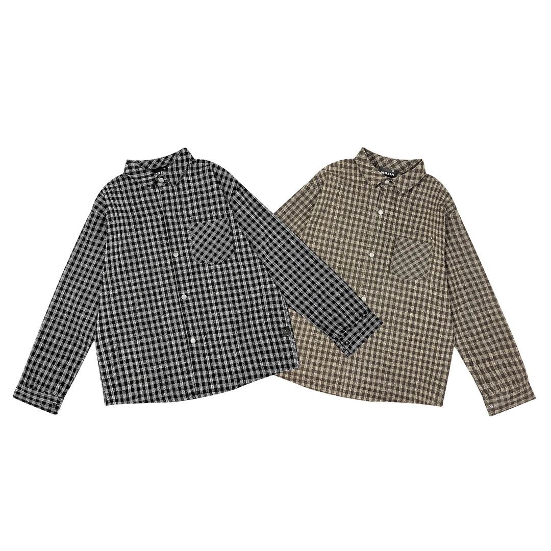 春季男士单层格纹衬衫外套休闲格子韩版百搭宽松