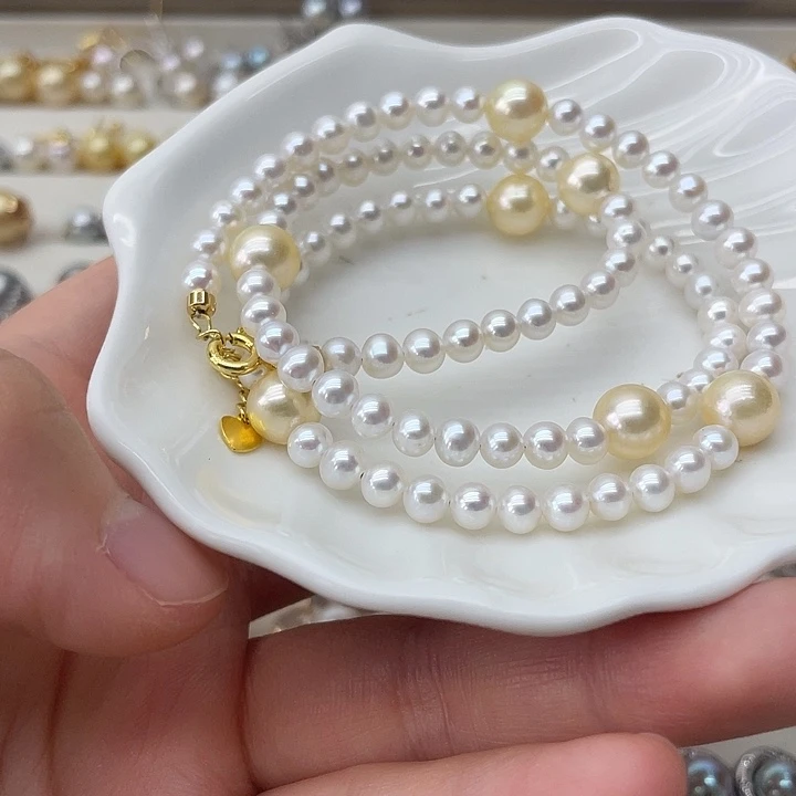 淡水珍珠银S925镶嵌项链