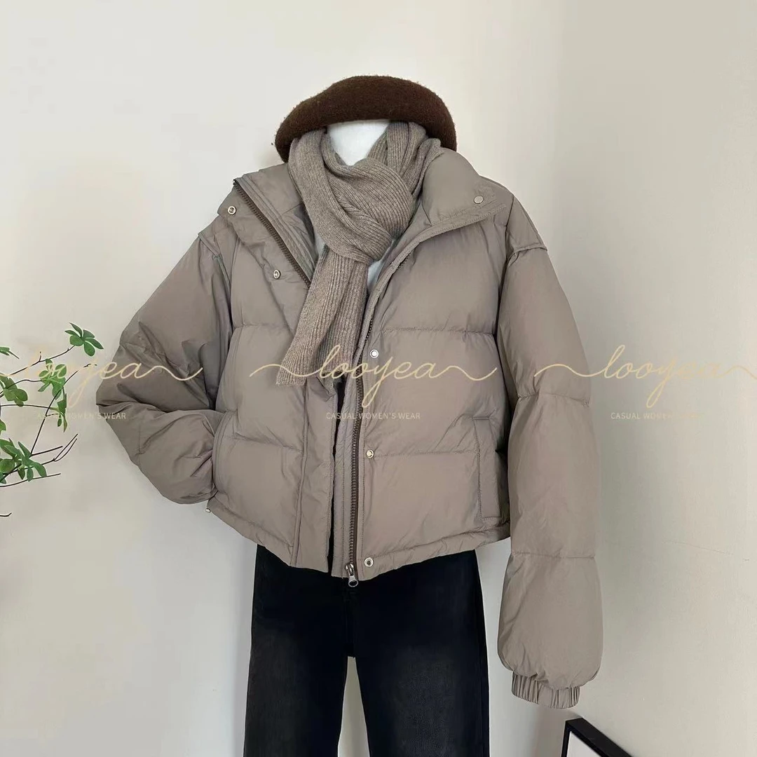 【冬暖秘境】LOOYEA 冬季纯色立保暖领短款羽绒服 2881