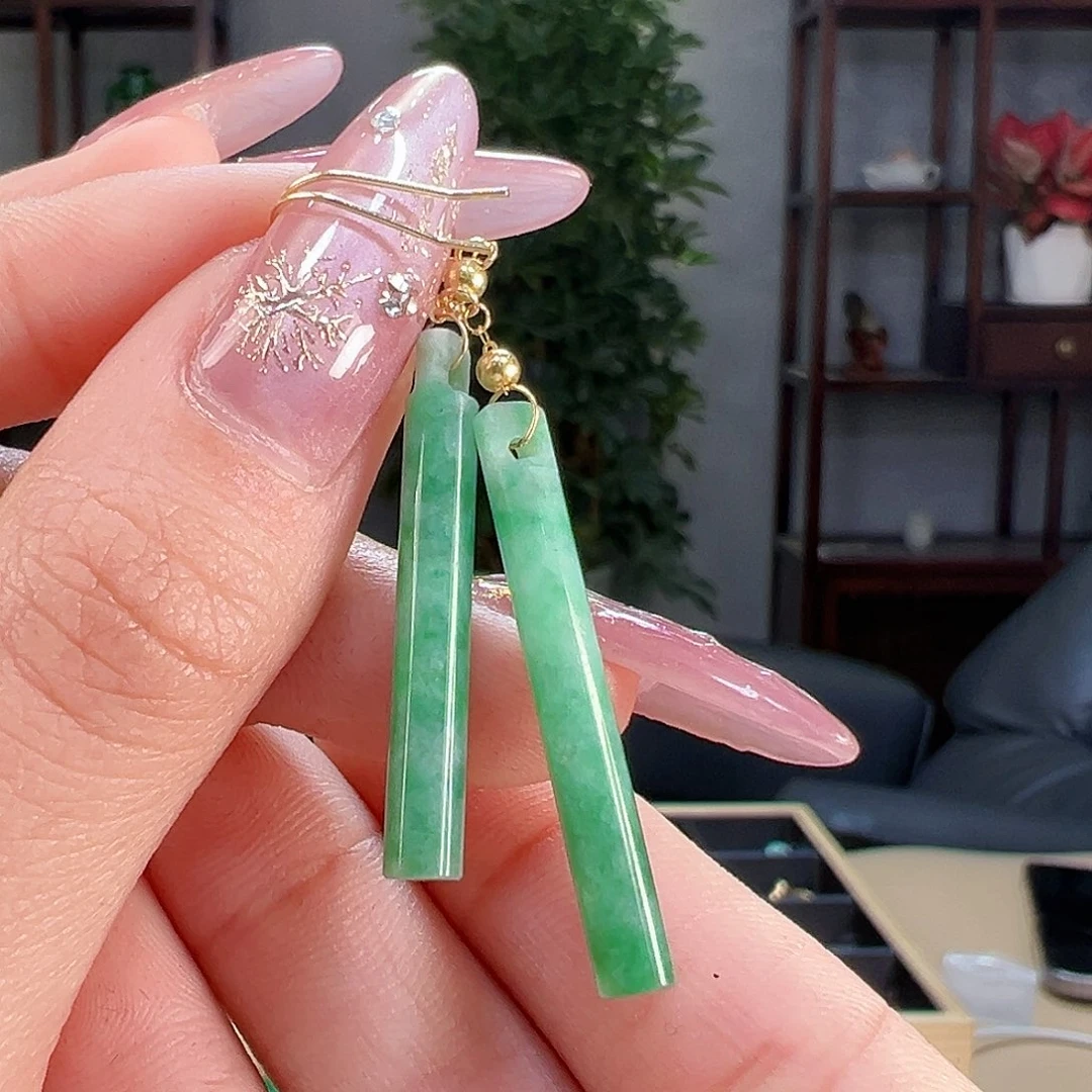 翡翠耳饰18K金镶嵌耳环65