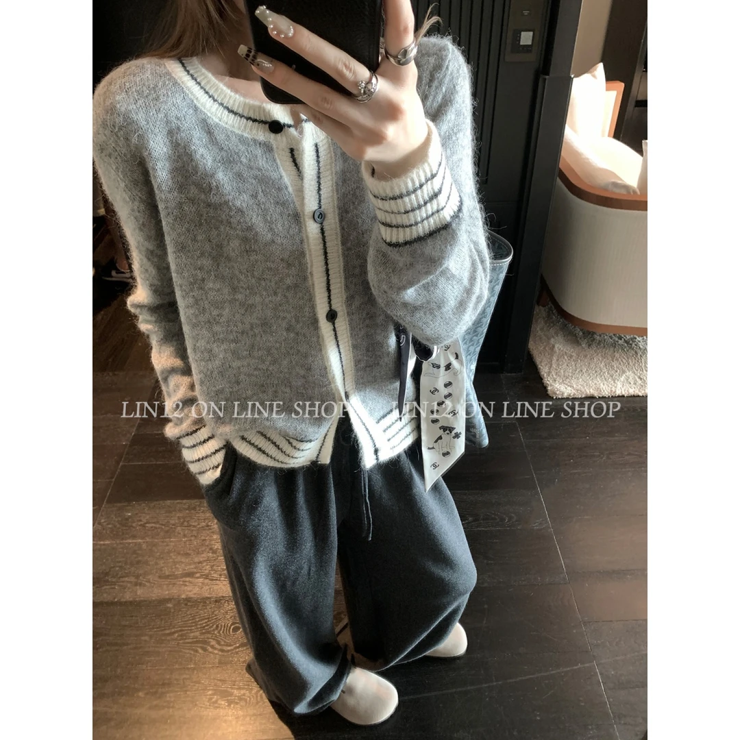 设计感减龄气质甜美针织开衫上衣女早秋季慵懒学院风百搭毛衣外套