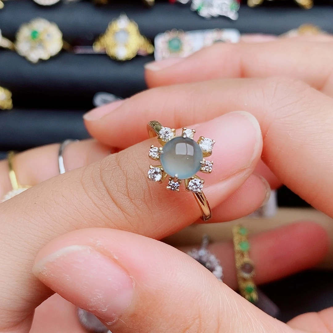 翡翠戒指银S925镶嵌一****?11111