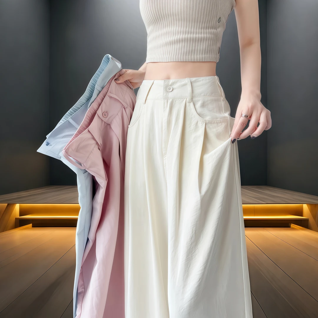 冰丝阔腿裤女2025爆款夏季新款宽松休闲透气速干防晒慵懒垂顺小个