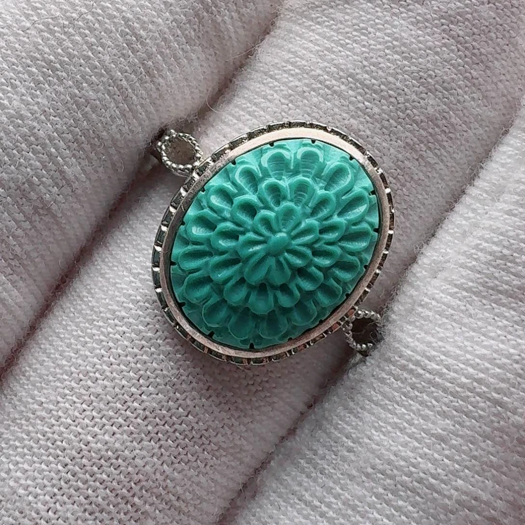 绿松石银S925镶嵌戒指