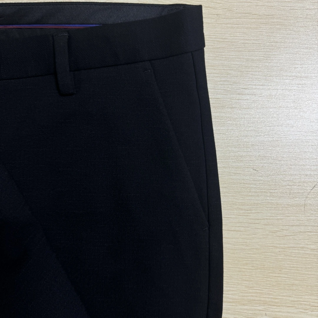 豆家黑色宽松直桶商务休闲裤简约秋冬弹力