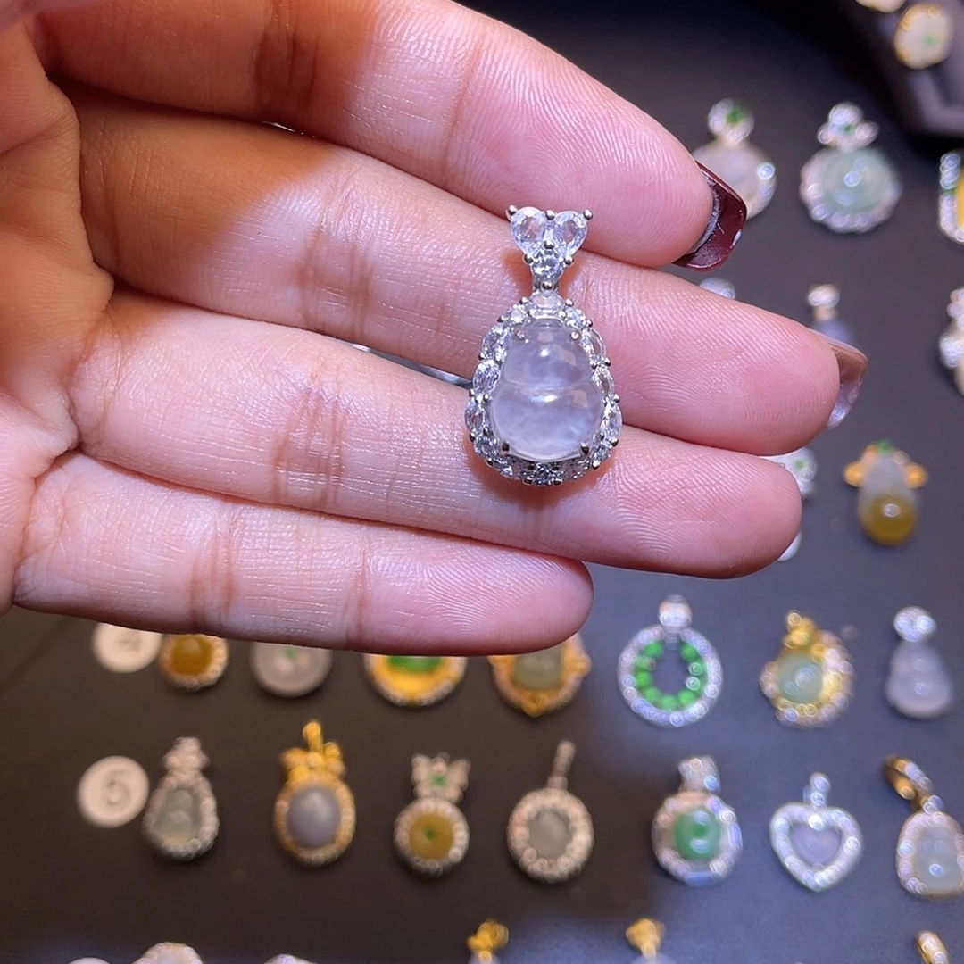 翡翠银S925镶嵌吊坠(不含链)