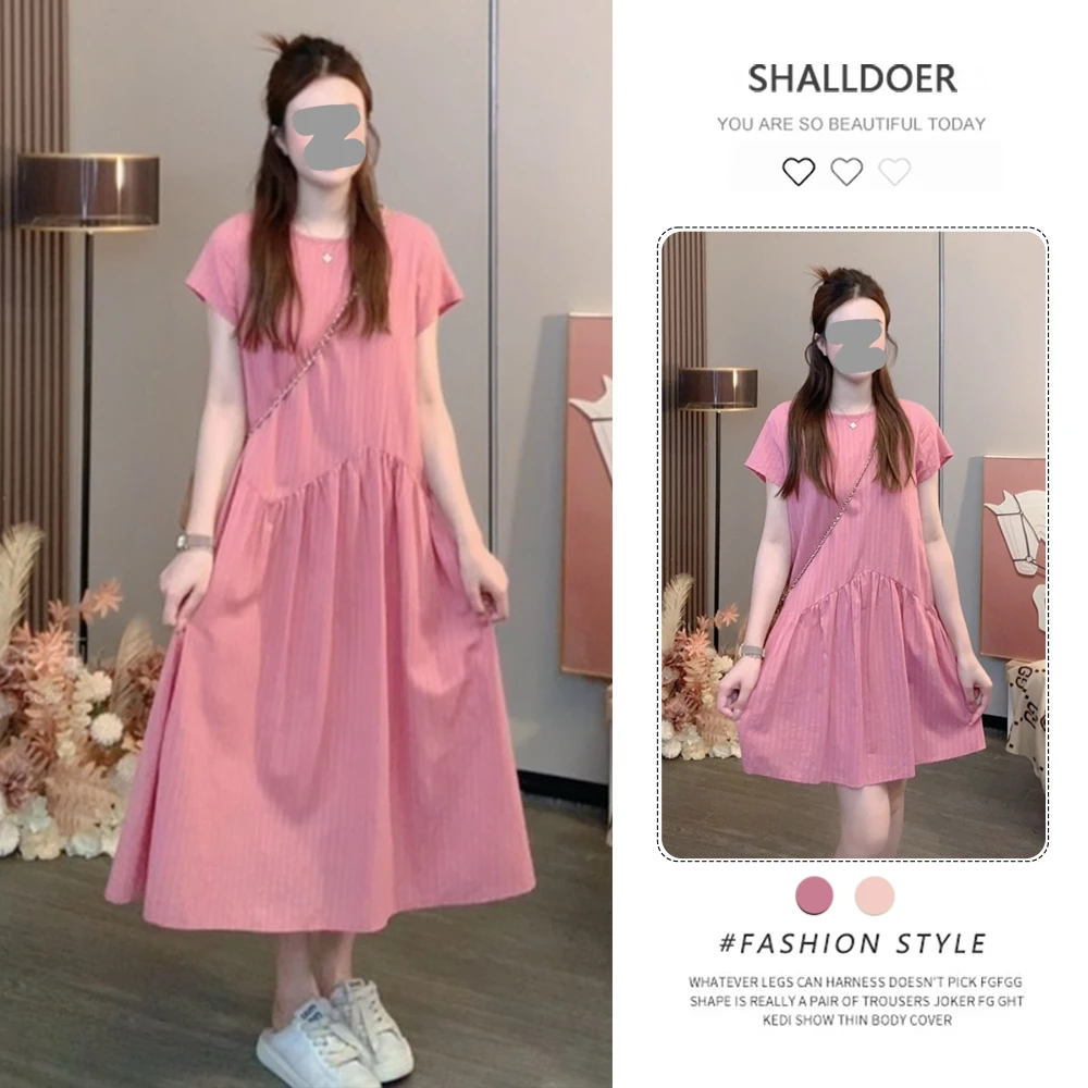 法式甜美高级感短袖连衣裙女装夏季小个子宽松显瘦减龄a字短裙子