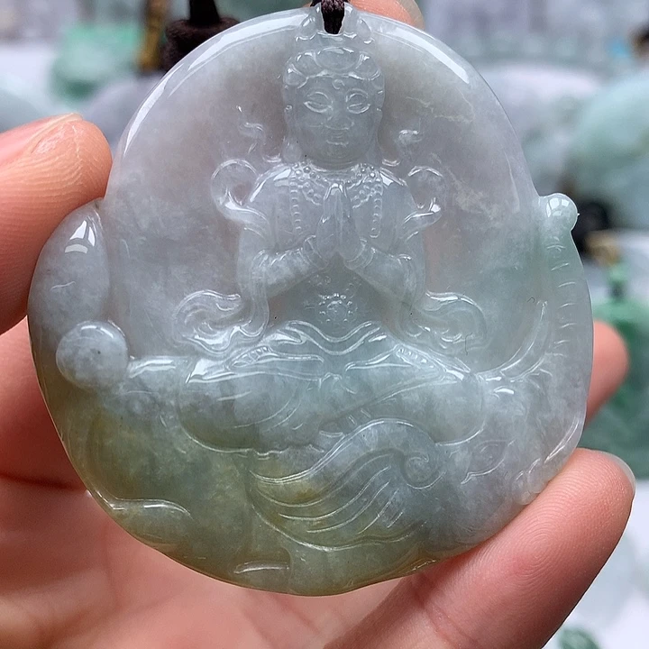 翡翠未镶嵌颈饰普贤菩萨福利多彩颜色