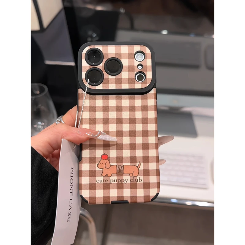 弹簧小狗适用苹果17pro手机壳16PM大视窗贴皮防摔ins华为小米17女
