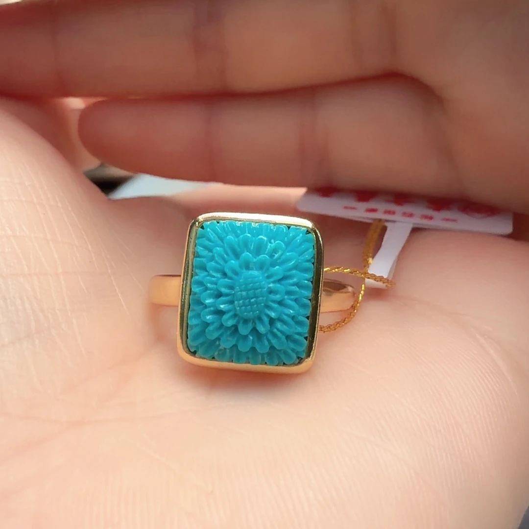 绿松石银S925镶嵌戒指