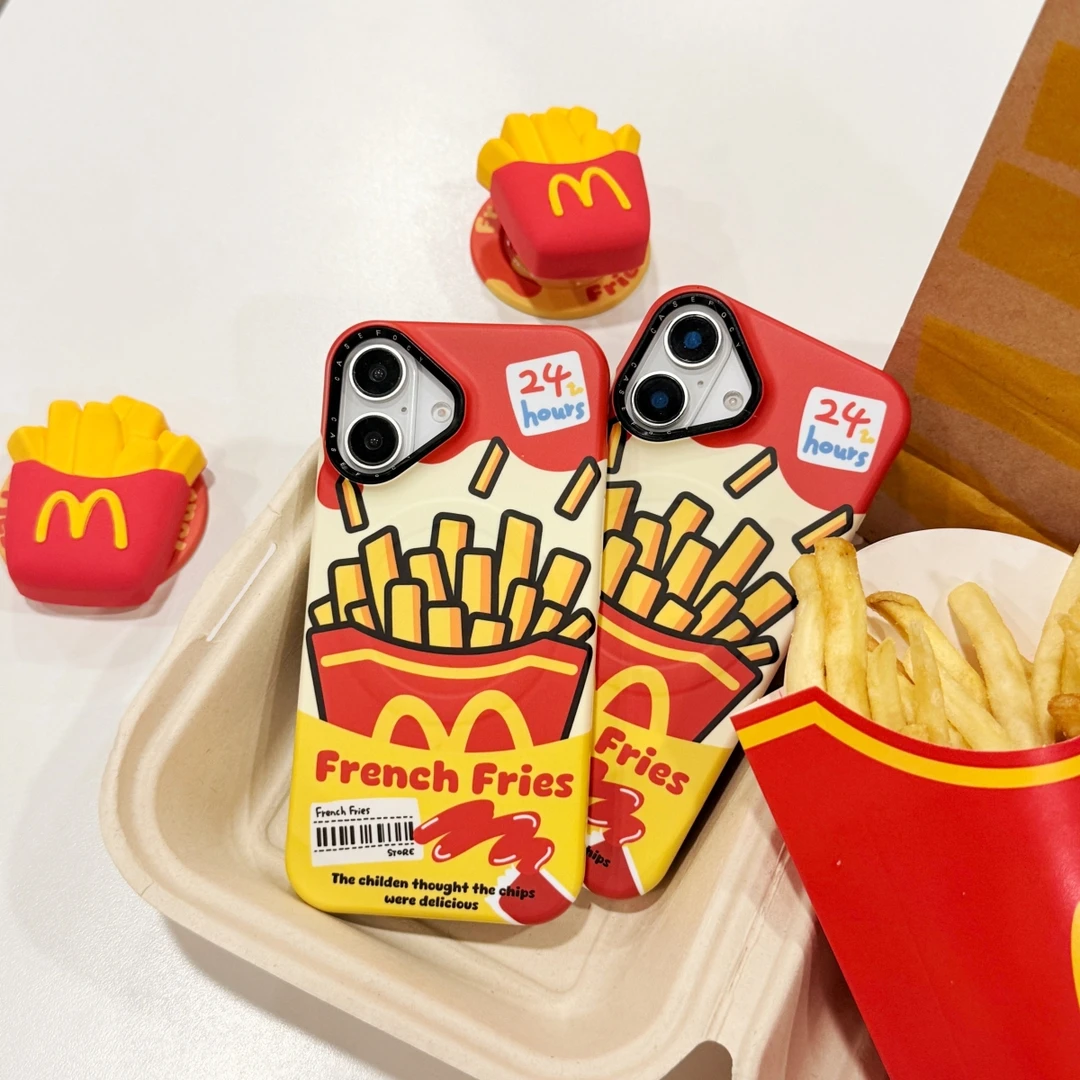 立体薯条创意适用苹果16promax手机壳个性薯条支架iphone14新款15