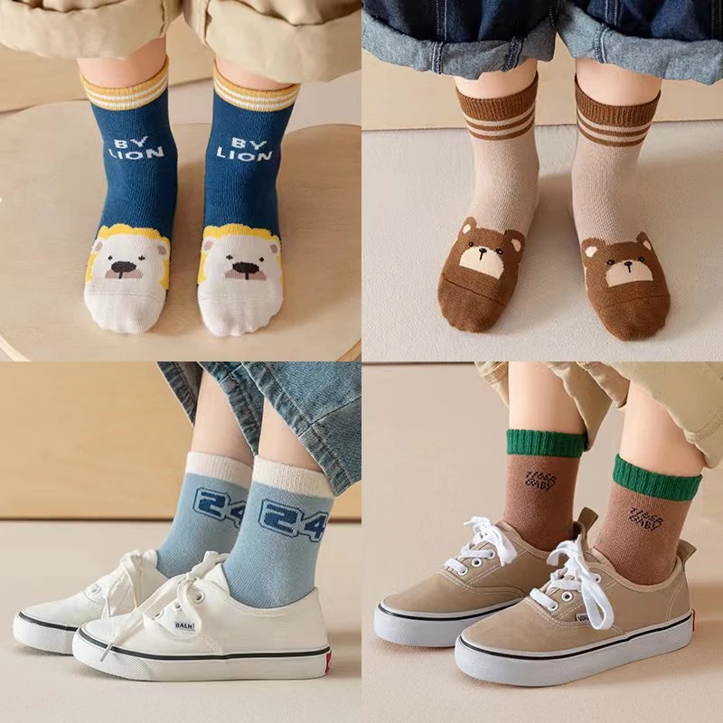 【5双装】袜子棉袜中筒袜男袜1-3-5岁童袜女童婴儿男童婴幼儿宝宝