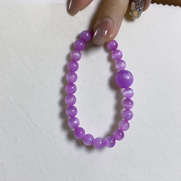 未镶嵌锂辉石紫锂辉高冰收藏级手串7+