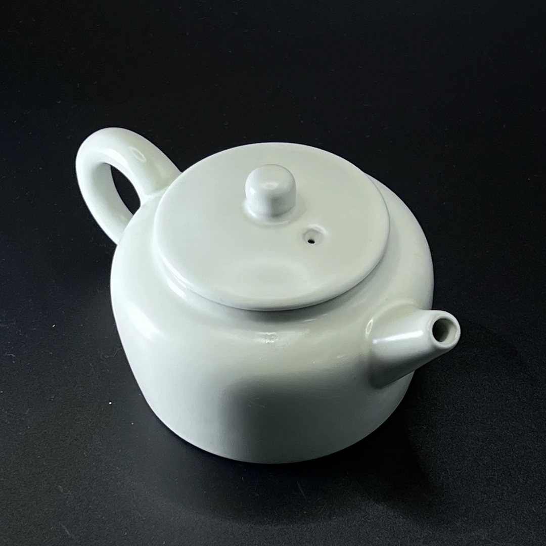 微瑕！！H14白色汝窑桑扁壶茶壶