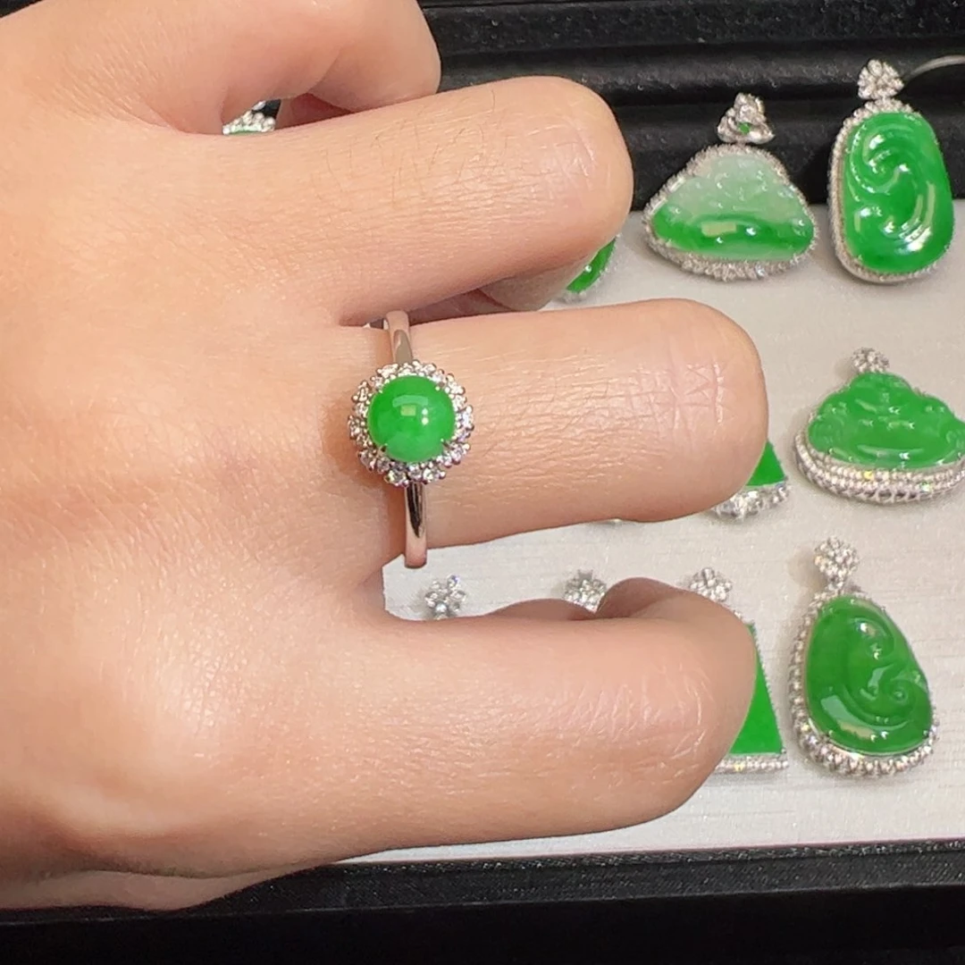 翡翠吊坠(不含链)18K金镶嵌戒指