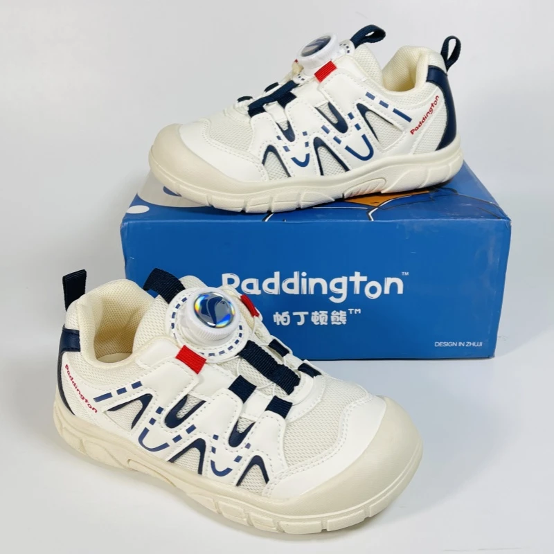 帕丁顿熊春秋网布面纽扣运动鞋男孩女孩儿童防滑舒适洋气休闲鞋