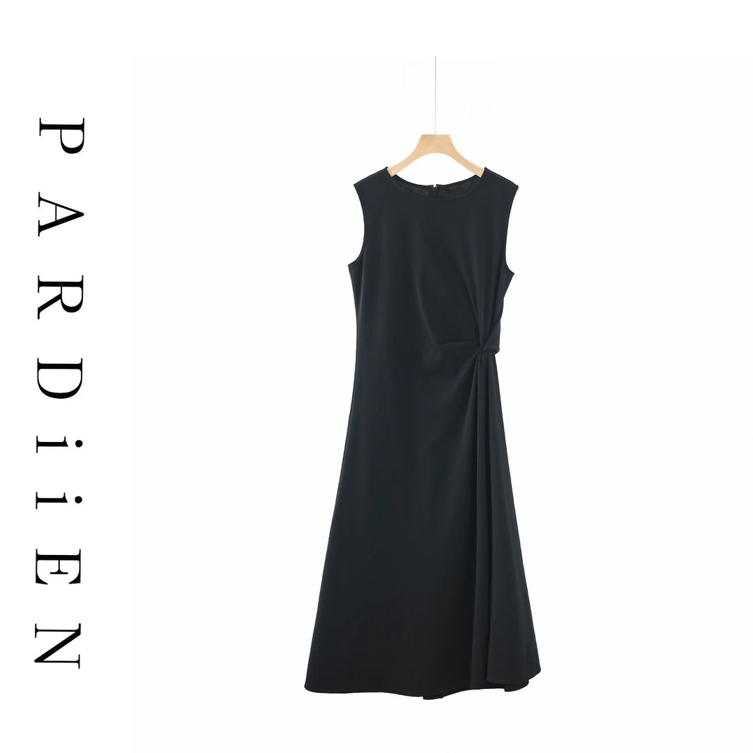 【北总严选】帕迪恩无袖镂空褶领中长款扭结连衣裙DDJ0218