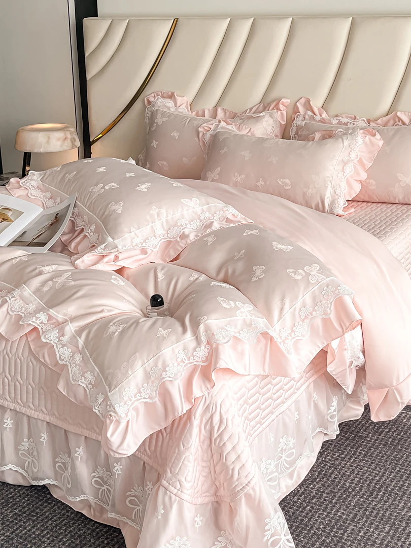 【被套+床盖+枕套*2】高级感提花水洗绵被套四件套裸睡丝滑床上用品