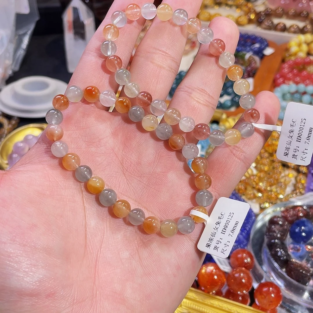 未镶嵌手链水晶果冻仙女兔毛7mm