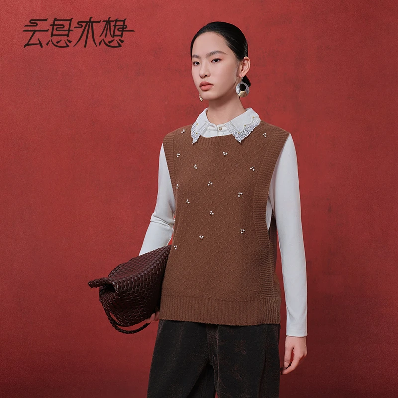 Ysimo-X云思木想 云绒月暖 新款圆领无袖套头100羊毛马甲14319