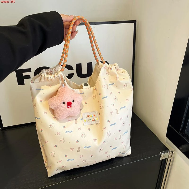 小红书爆款手提包小众碎花帆布包新款女学生大容量单肩斜挎包包