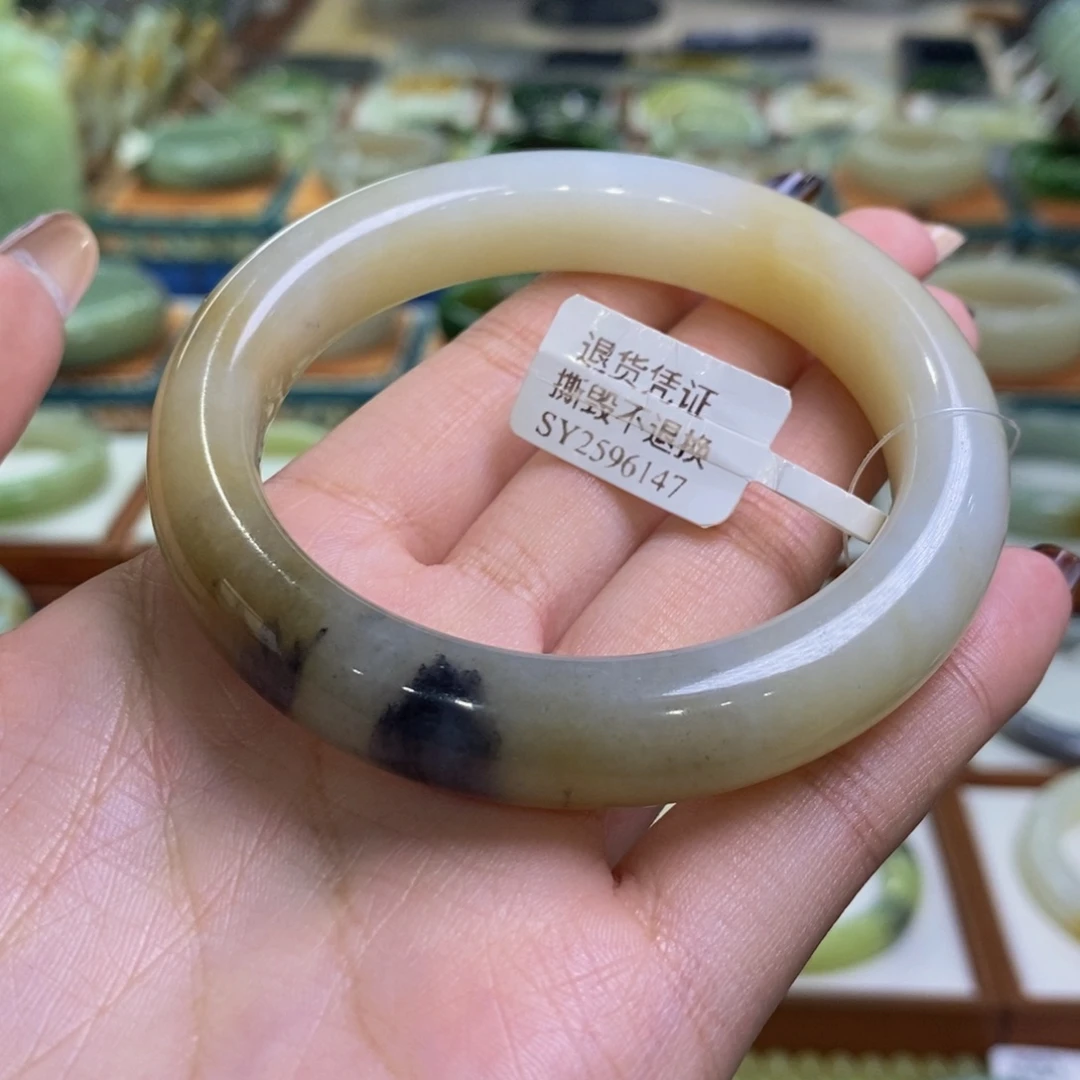和田玉未镶嵌手镯楼兰三色57/58