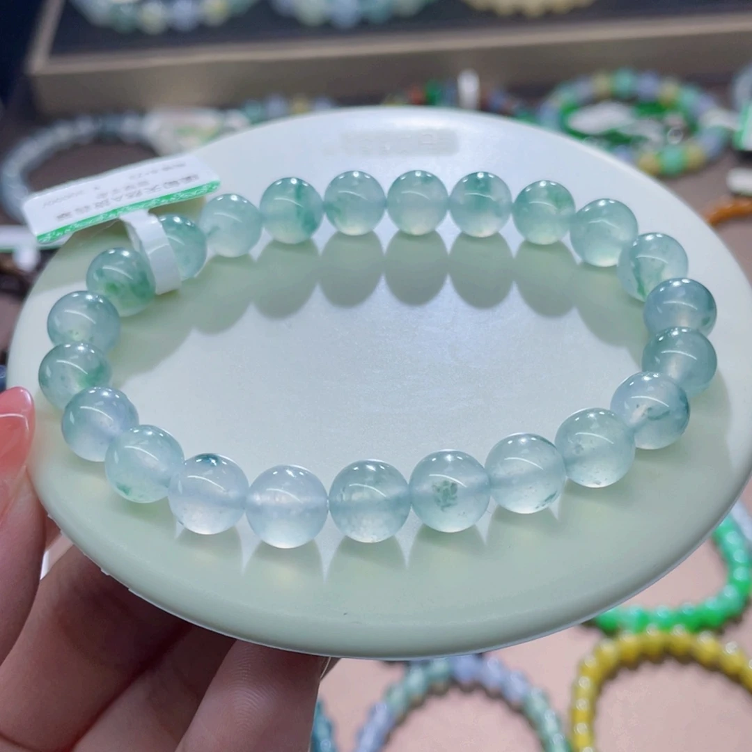 未镶嵌手链翡翠冰飘绿卡8+