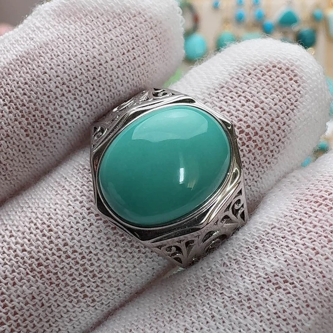 绿松石珠宝奇石银S925镶嵌