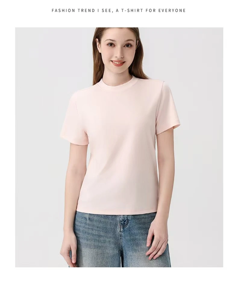 (短袖T恤）液氨棉2025年新款立领凉感正肩短袖T恤宽松显瘦