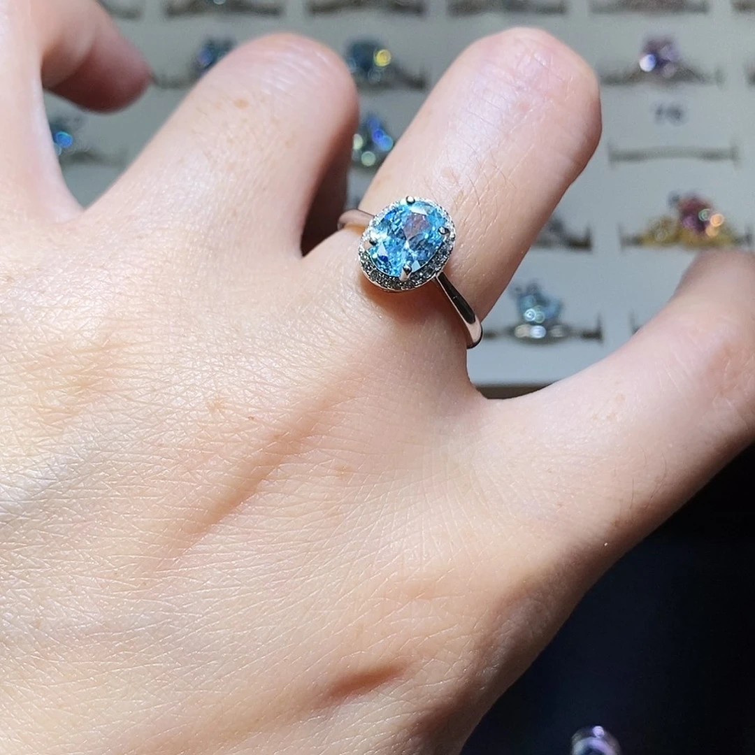 海蓝宝石戒圈银S925镶嵌