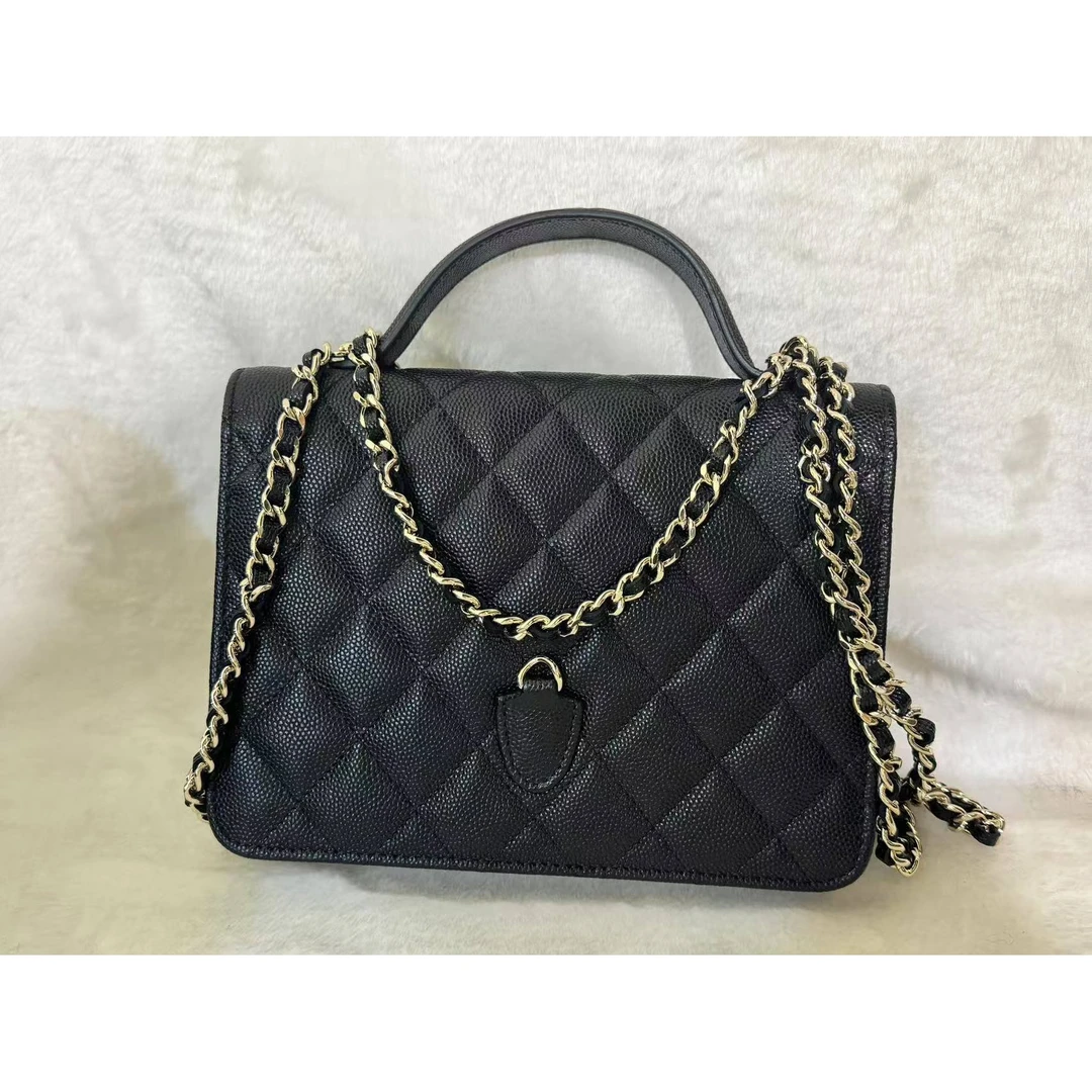 【25c双肩包一样的包 包 小香风时尚百搭女士黑色单肩中号菱格