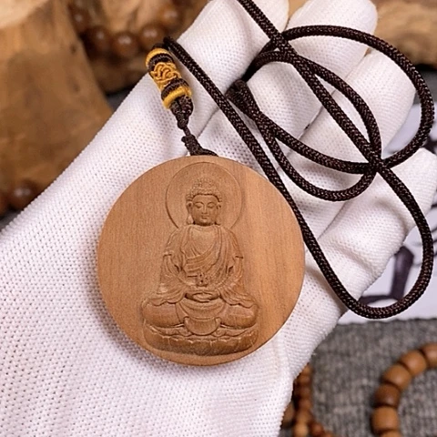 檀香木手串/手链老山檀香雕刻大日吊坠