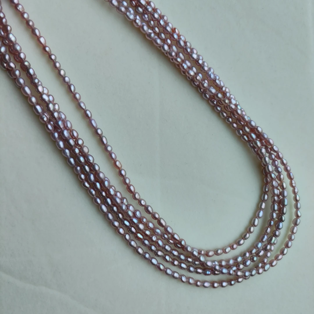 天然无核野生淡水keshi紫珠项链3-5mm S925 E169