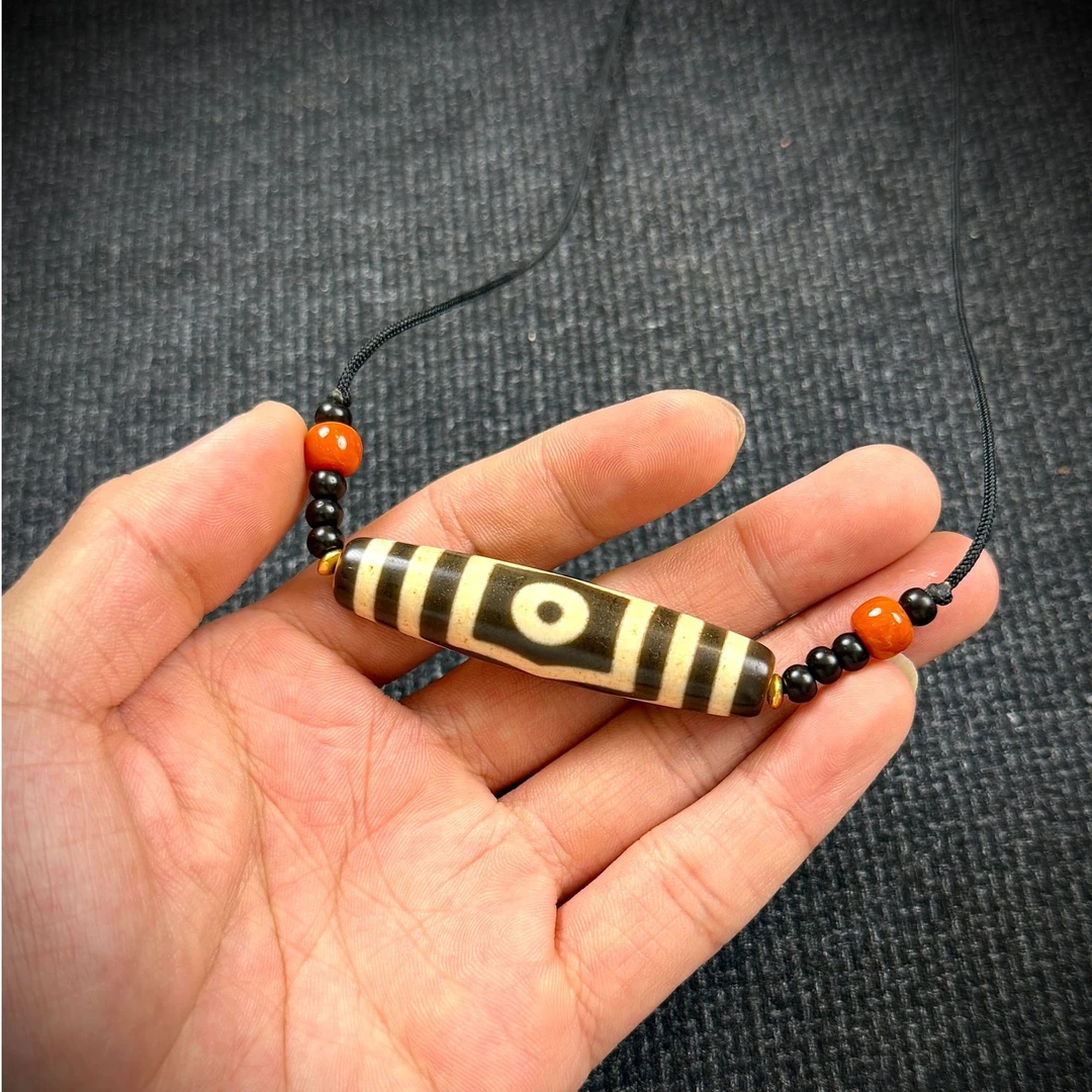 精品三眼天珠玛瑙招米顺遂57*14mm